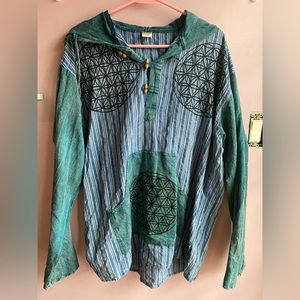 Sacred geometry flower of life Nepalese cotton hooded pullover